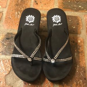 Yellow Box wedge flip flops